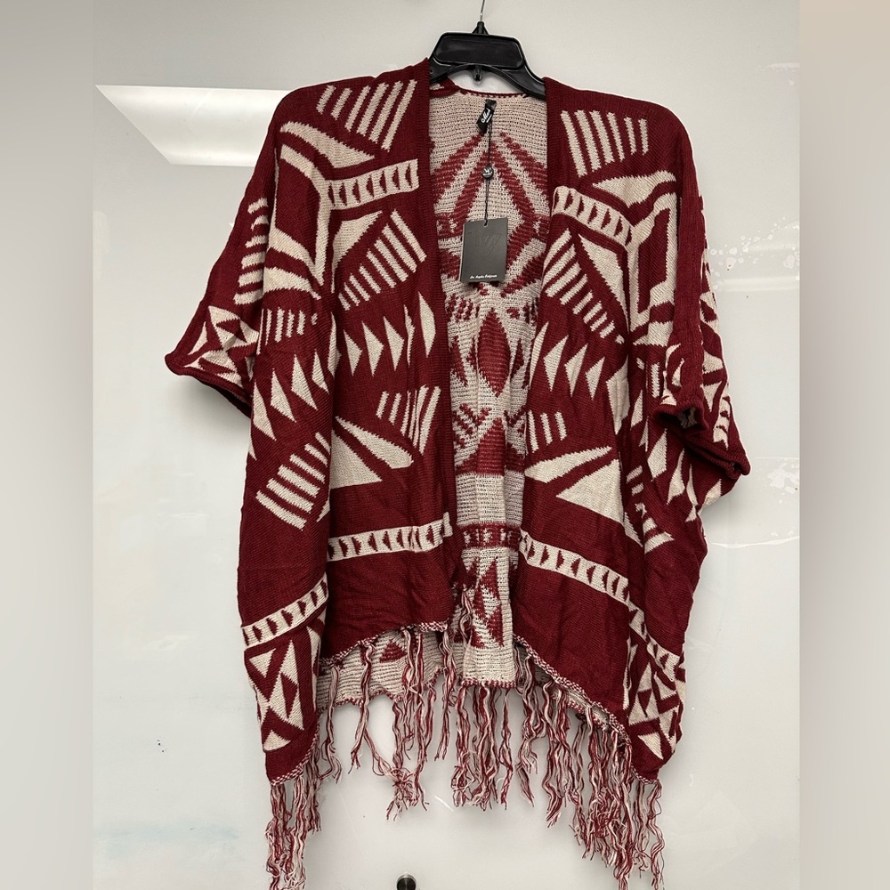 White Mark Womens Aztec Cardigan With Fringe New With Tags One Size